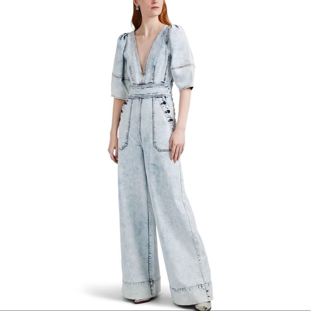NWT Ulla Johnson Jasper Acid Wash Denim Jumpsuit